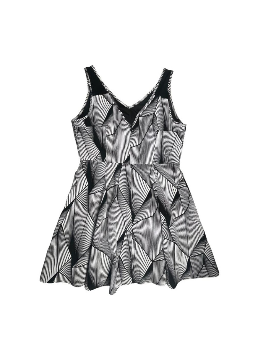 Worthington Black White Geometric Fit &‎ Flare Dress Size 12